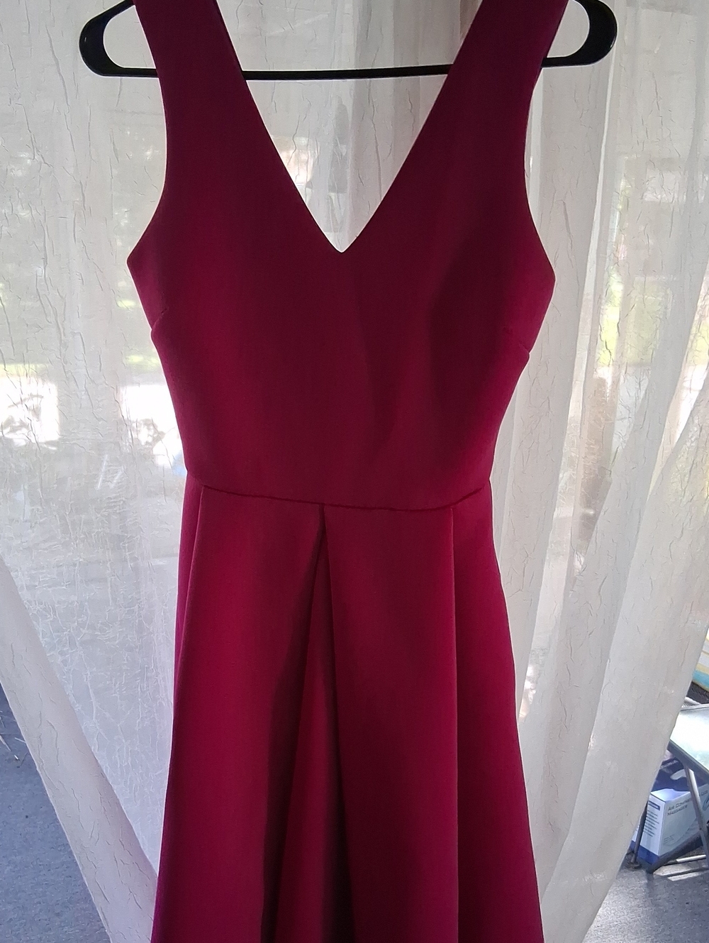 Sleeveless V-Neck A-Line Prom Dress in Berry
